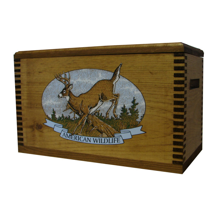 Evans Sports Wooden Accessory Box With "Wildlife Series" Whitetail Deer